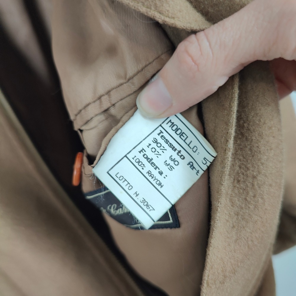 Vintage 90s Pierluigi Della Spina Jacket Mens Large Tan Wool Cashmere Bomber - Picture 10 of 11
